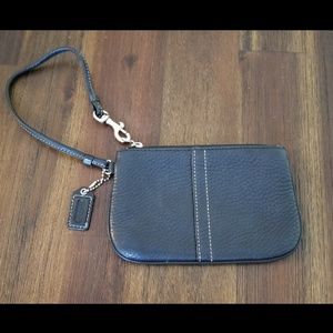 Black leather coach wristlet
